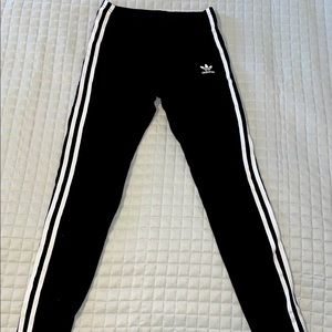Adidas leggings black with white stripes
